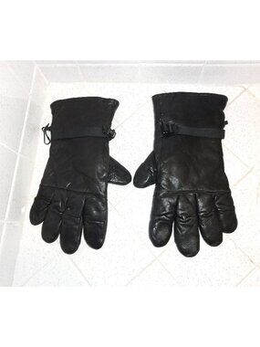 Vintage Illinois Glove Company Black Leather Winter Gloves size 4 Men's & Women'